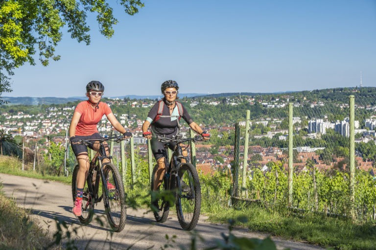 Grandmother and granddaughter having fun on bicycle